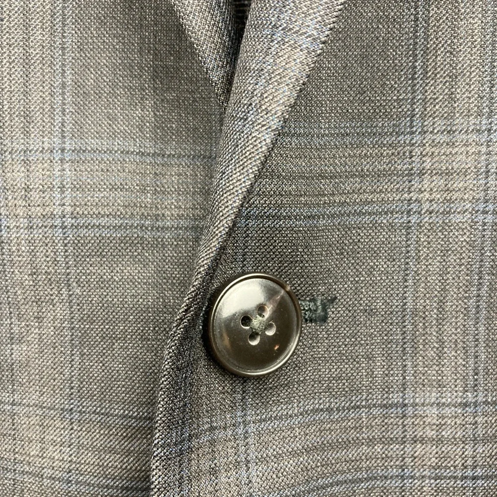 Michael Kors Mens Suit Jacket Blazer‎ 42R Brown Plaid Stretch